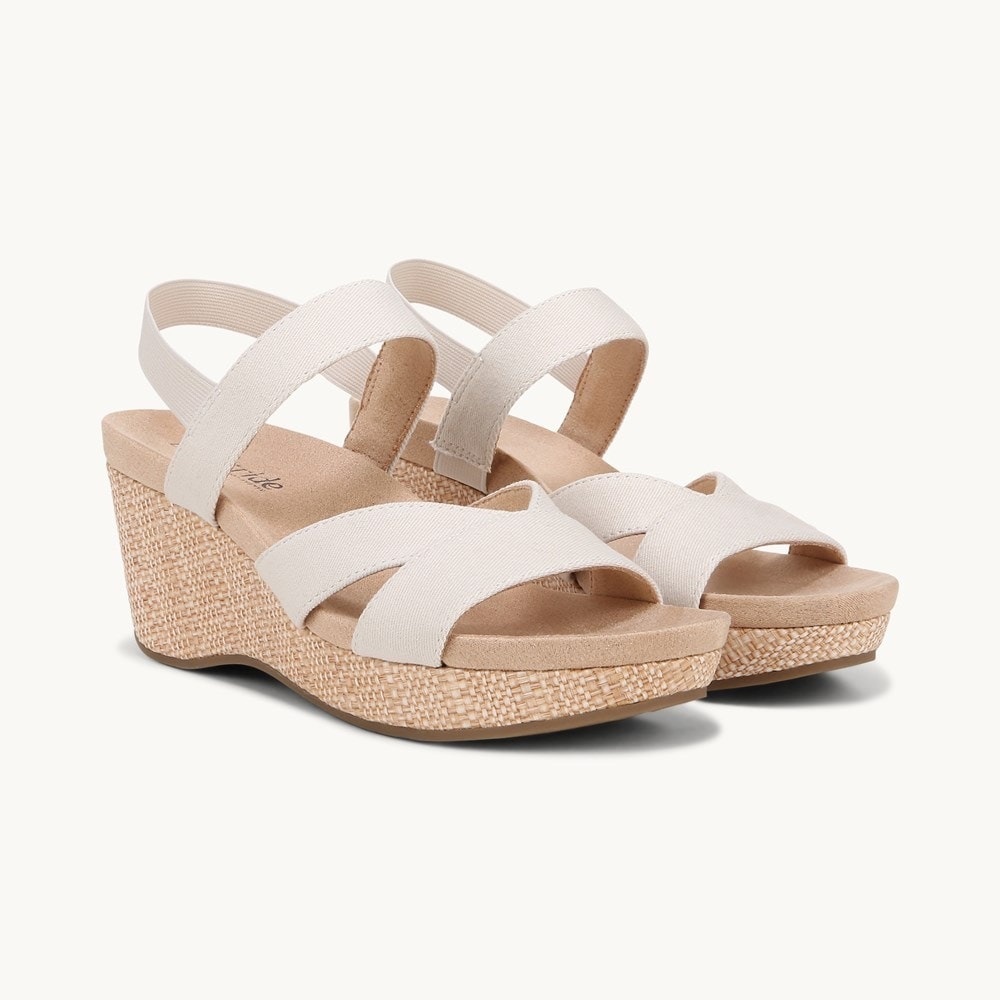 LifeStride Danita Bone Slingback Platform Wedge Sandal Shoes Size 9 NEW